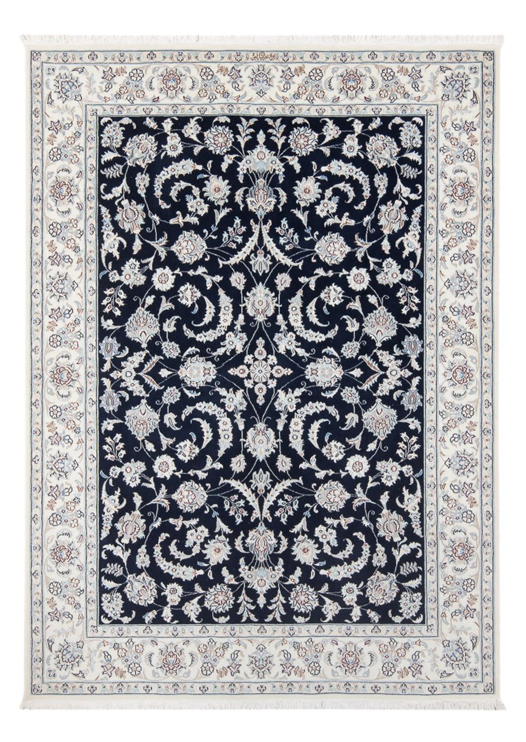Persisk tæppe - Nain - Premium - 202 x 150 cm - mørkeblå