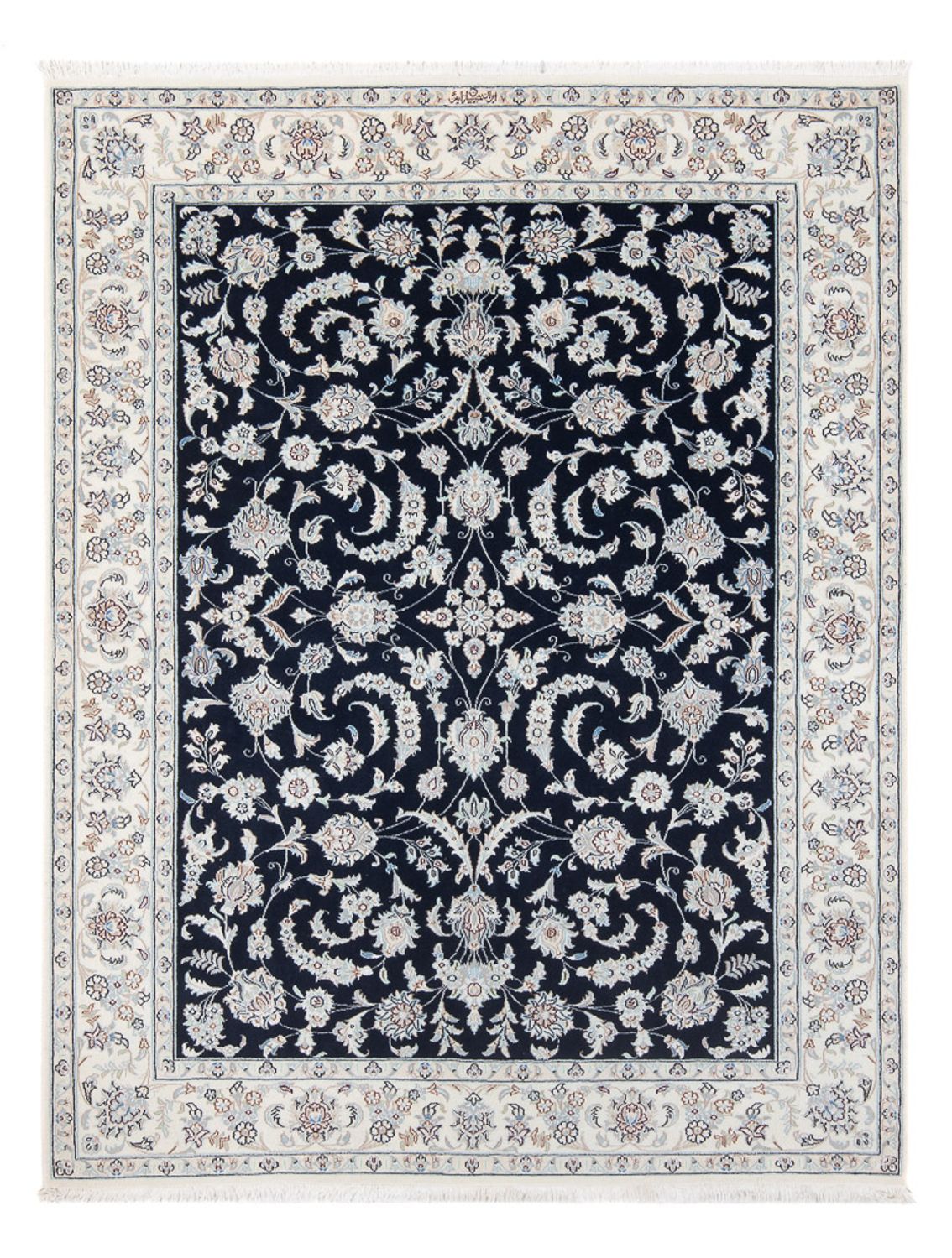 Persisk tæppe - Nain - Premium - 196 x 151 cm - mørkeblå