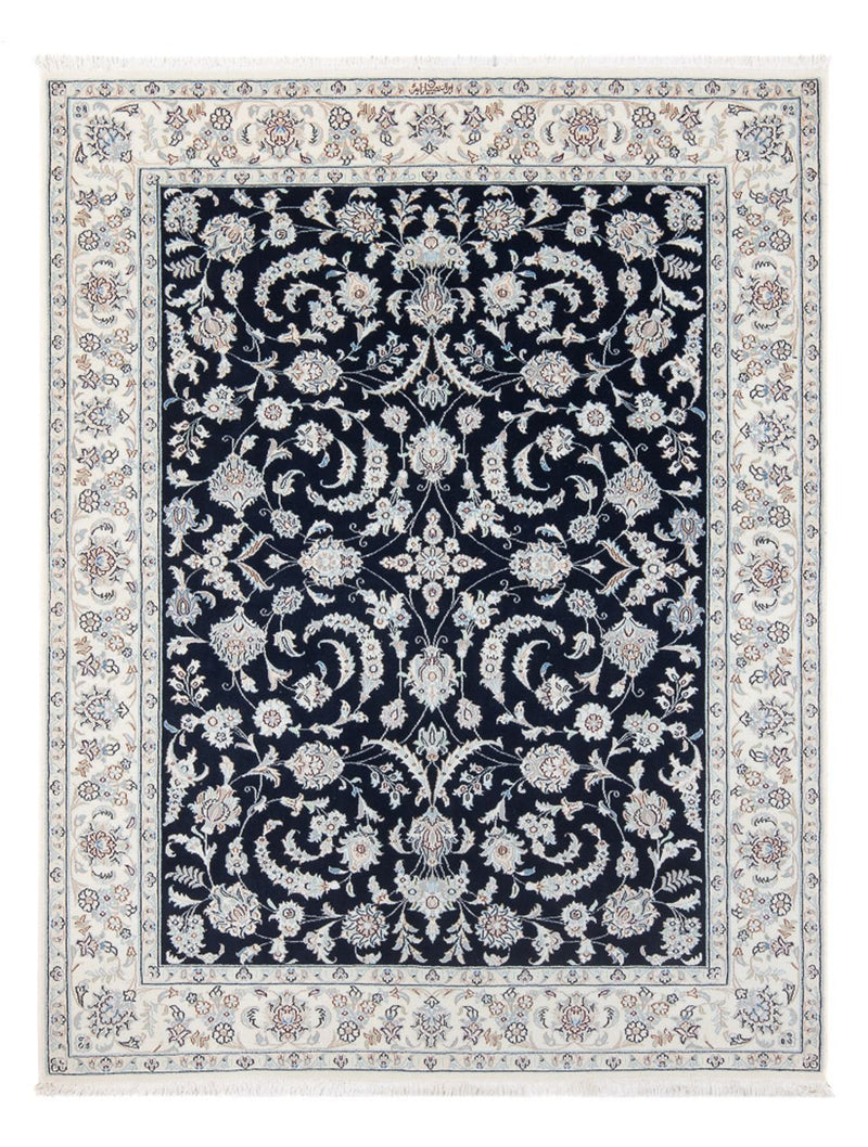 Persisk tæppe - Nain - Premium - 196 x 151 cm - mørkeblå