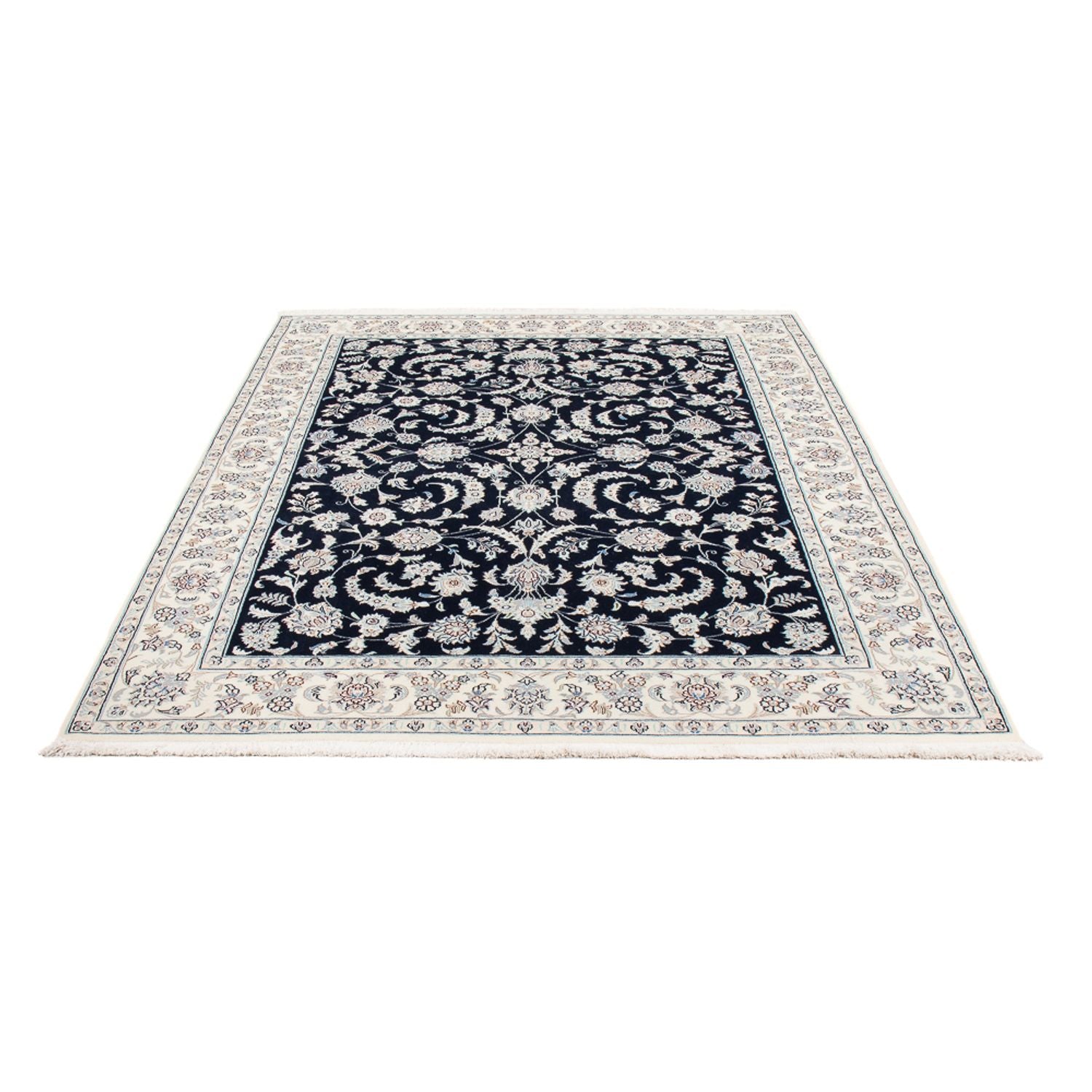 Persisk tæppe - Nain - Premium - 196 x 151 cm - mørkeblå