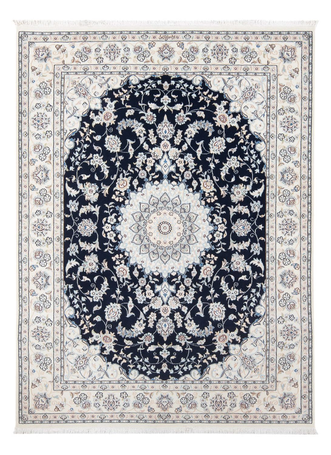 Persisk tæppe - Nain - Premium - 196 x 148 cm - mørkeblå