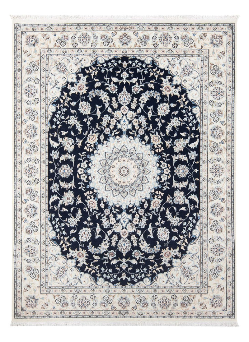 Persisk tæppe - Nain - Premium - 196 x 148 cm - mørkeblå