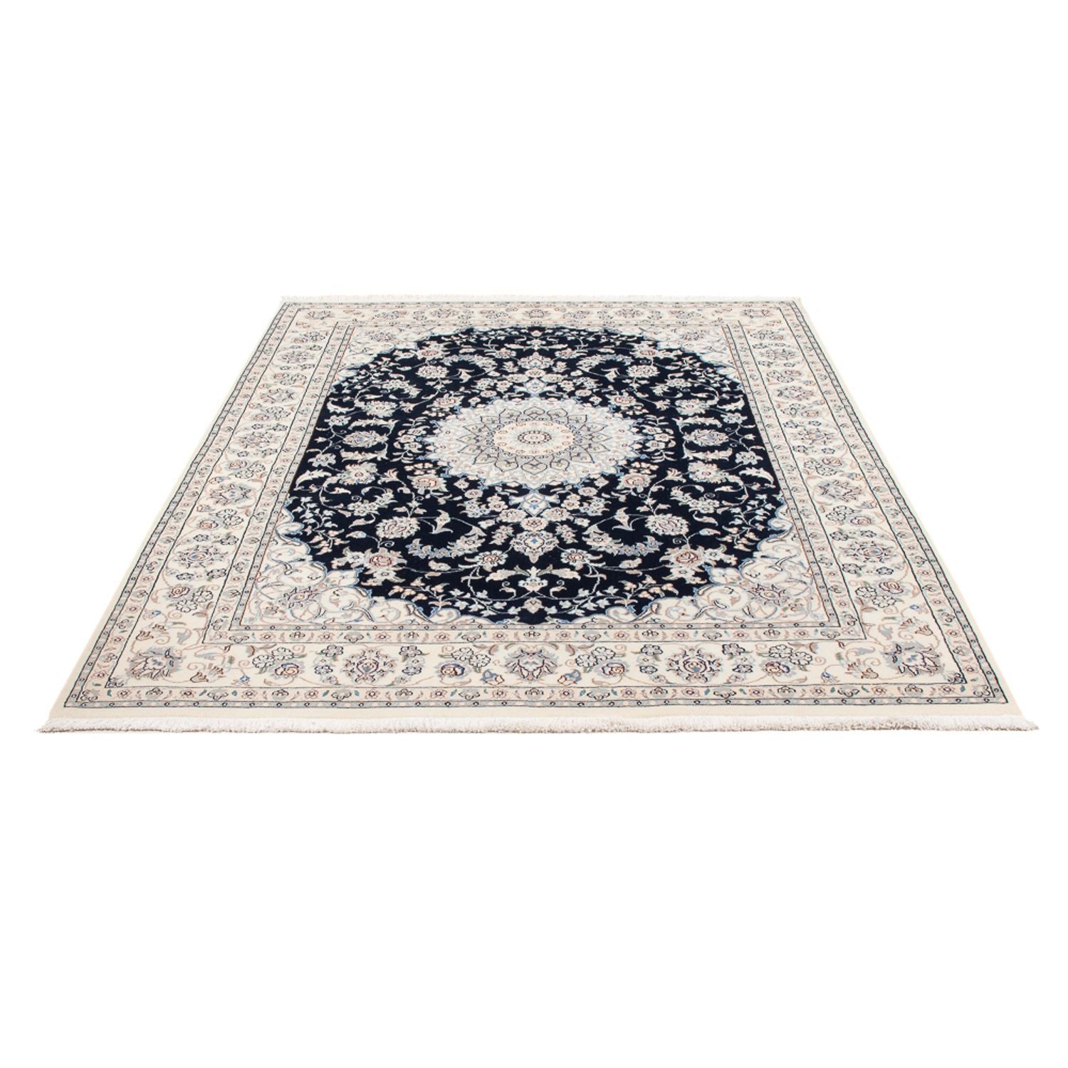 Persisk tæppe - Nain - Premium - 204 x 150 cm - mørkeblå