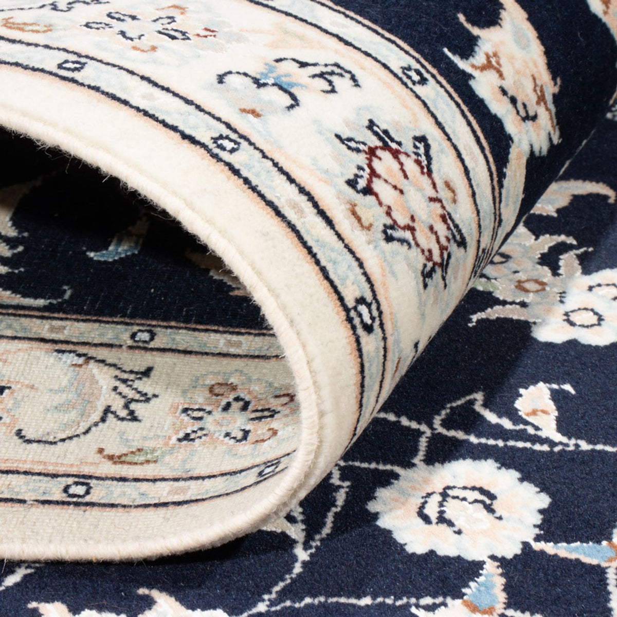 Løber Persisk tæppe - Nain - Royal - 194 x 80 cm - mørkeblå