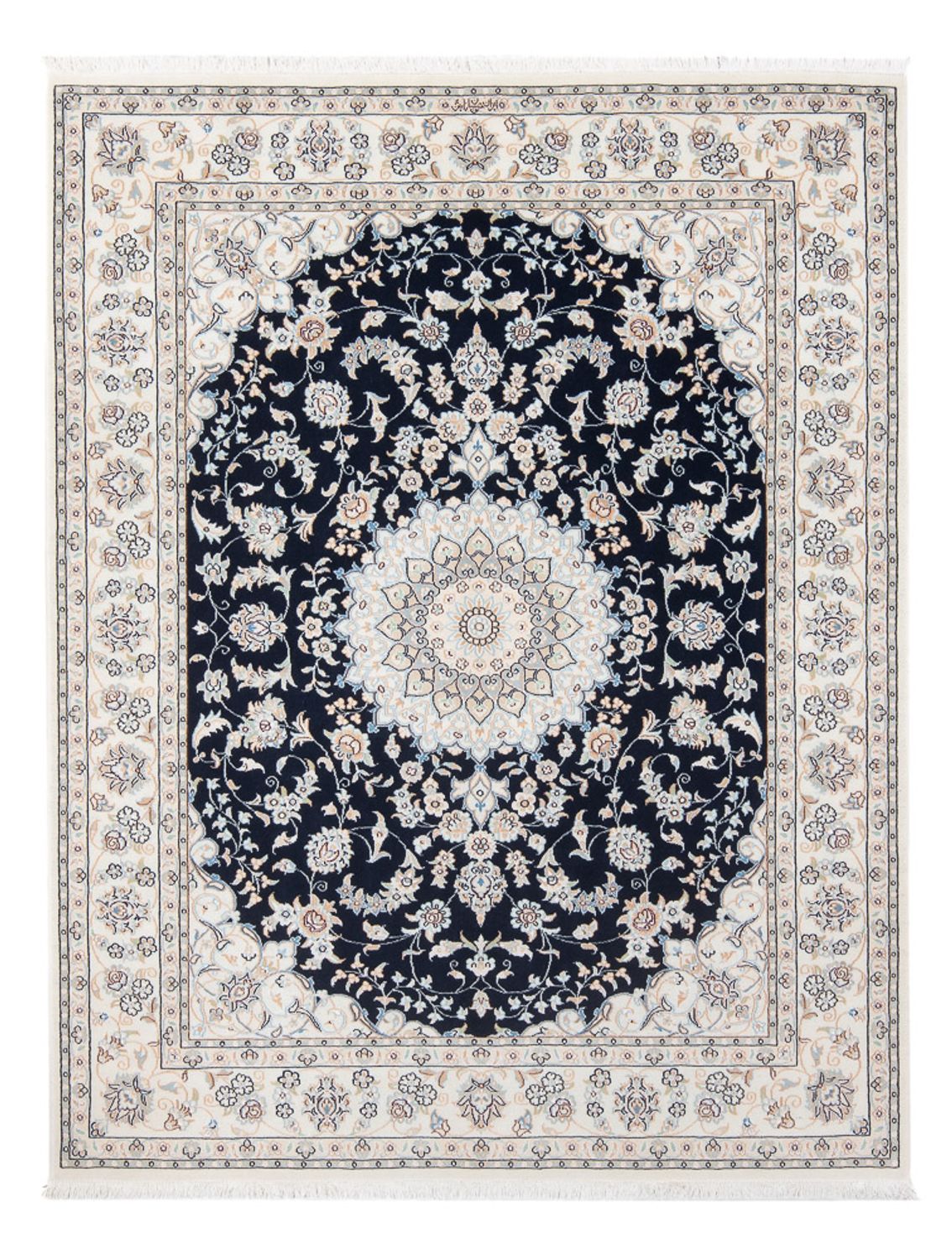 Persisk tæppe - Nain - Premium - 195 x 150 cm - mørkeblå