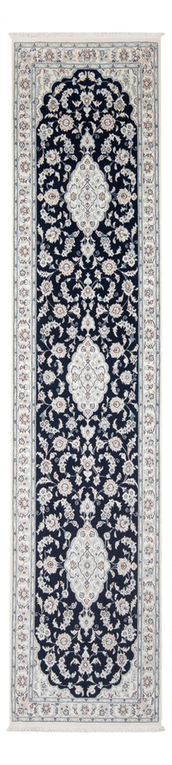 Løber Persisk tæppe - Nain - Premium - 339 x 86 cm - mørkeblå