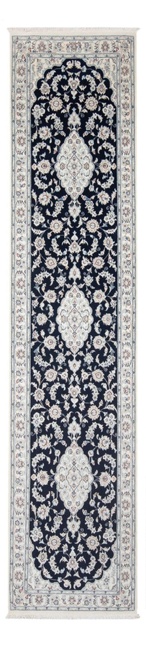 Løber Persisk tæppe - Nain - Premium - 339 x 86 cm - mørkeblå