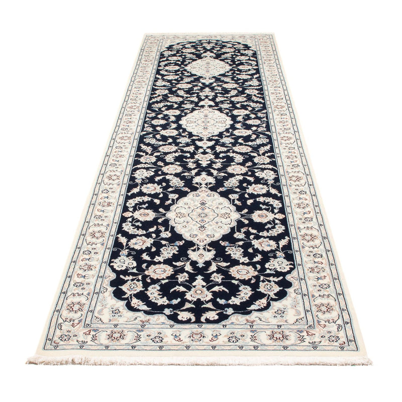 Løber Persisk tæppe - Nain - Premium - 339 x 86 cm - mørkeblå