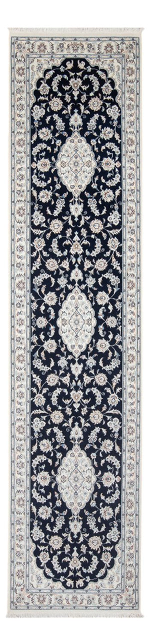 Løber Persisk tæppe - Nain - Premium - 340 x 85 cm - mørkeblå