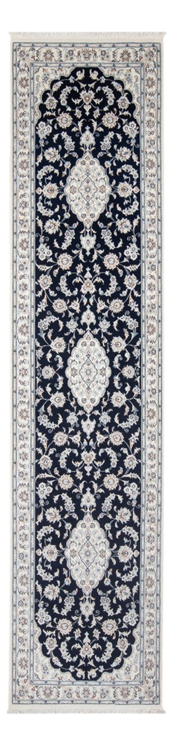 Løber Persisk tæppe - Nain - Premium - 340 x 85 cm - mørkeblå