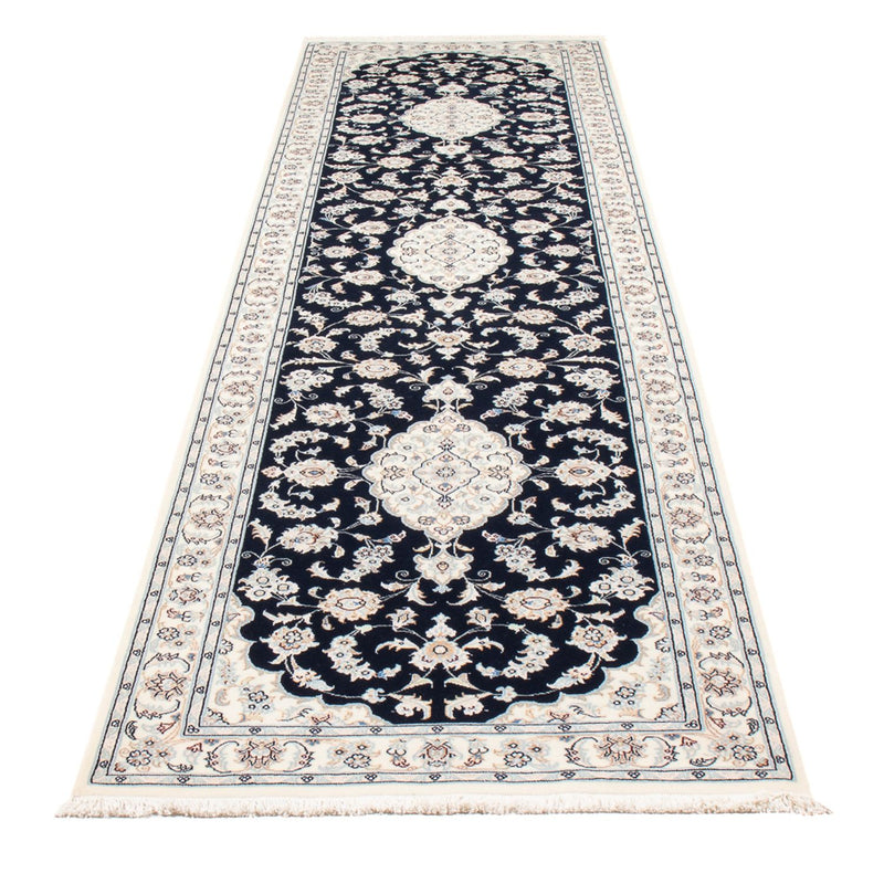 Løber Persisk tæppe - Nain - Premium - 340 x 85 cm - mørkeblå