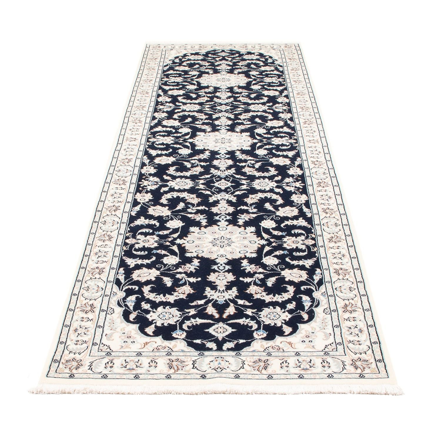 Løber Persisk tæppe - Nain - Premium - 297 x 82 cm - mørkeblå