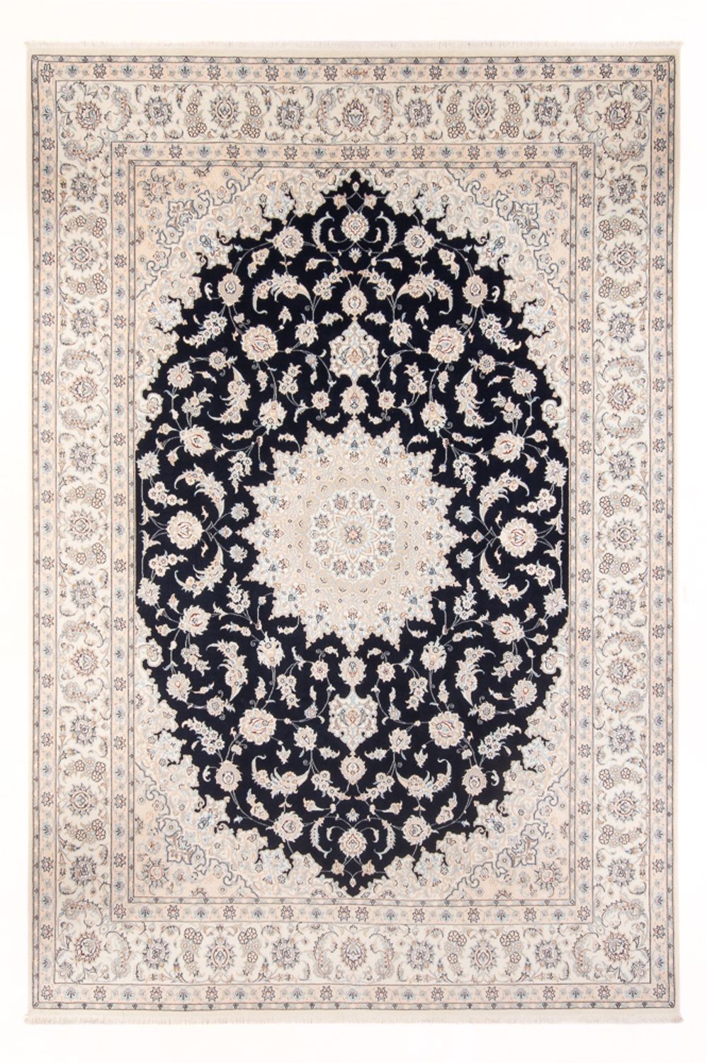 Persisk tæppe - Nain - Premium - 345 x 247 cm - mørkeblå