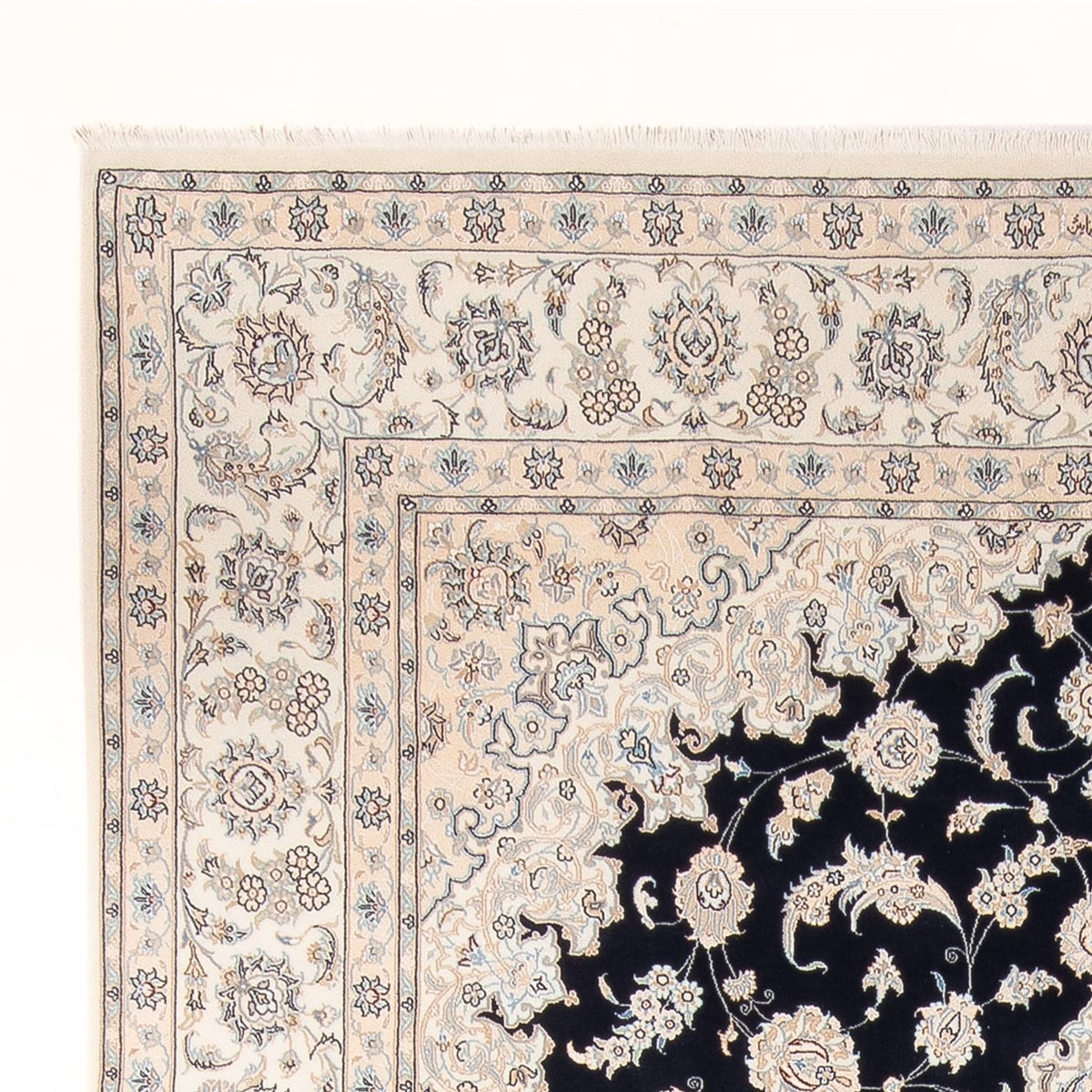 Persisk tæppe - Nain - Premium - 345 x 247 cm - mørkeblå