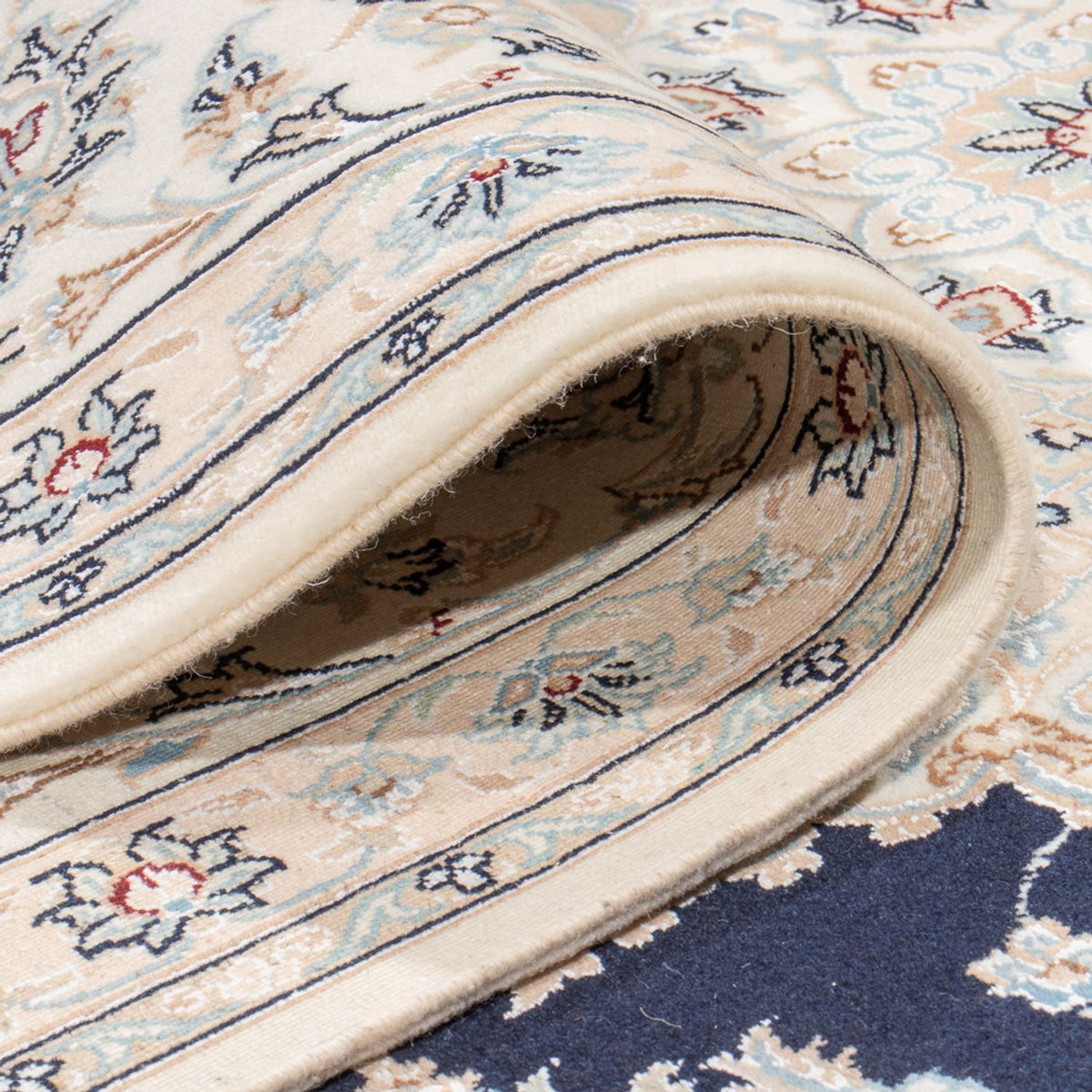 Persisk tæppe - Nain - Premium - 345 x 247 cm - mørkeblå