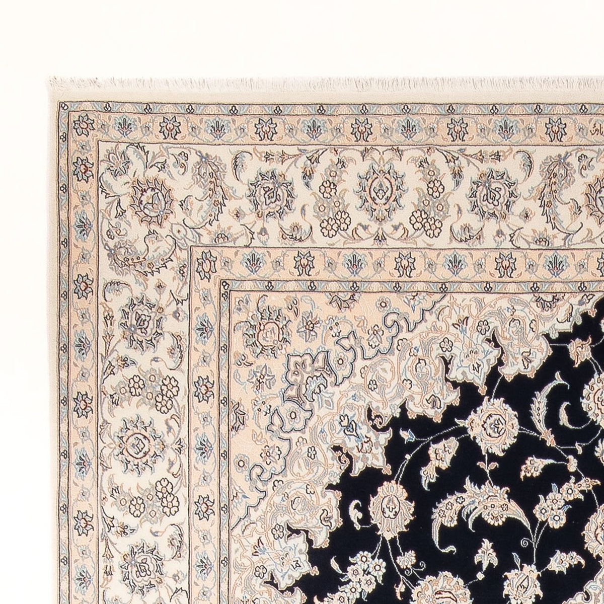 Persisk tæppe - Nain - Premium - 347 x 247 cm - mørkeblå