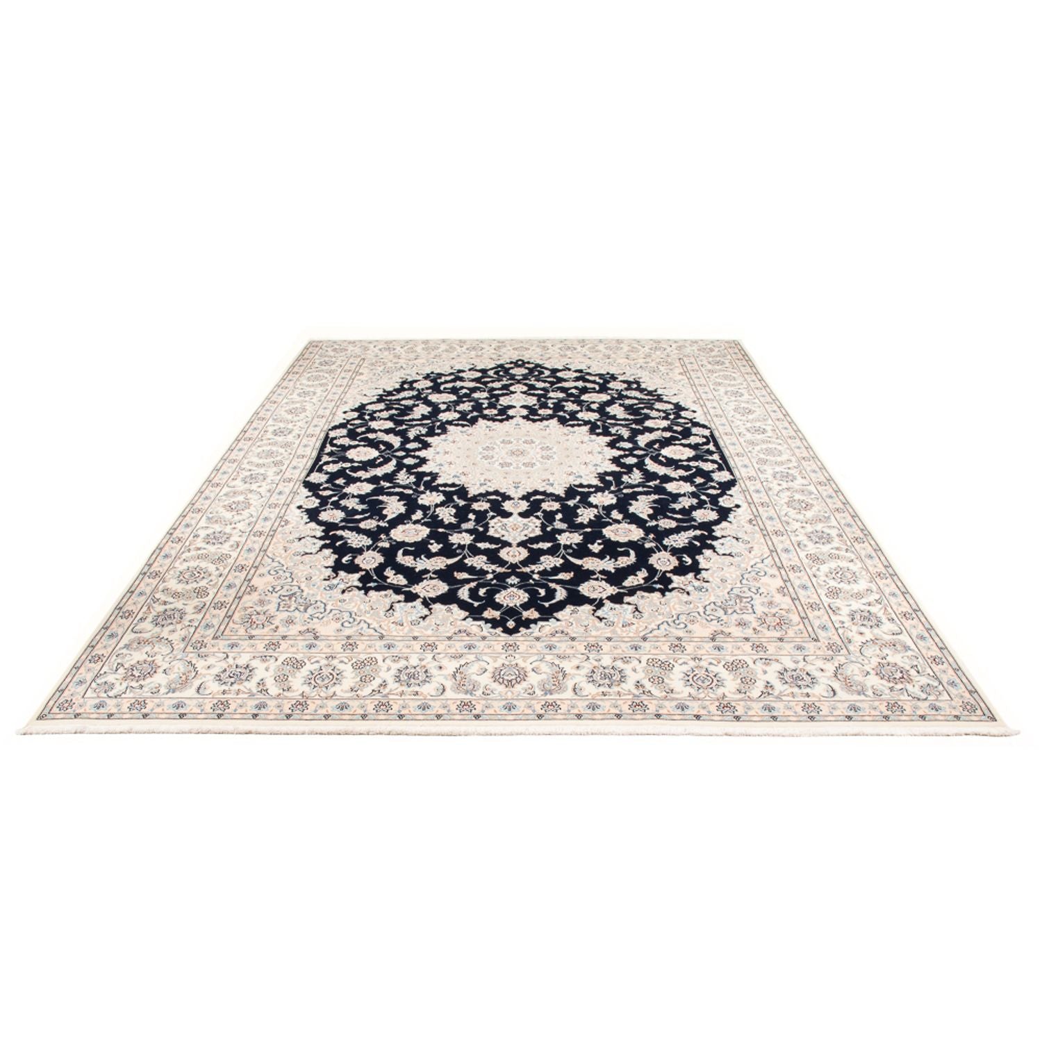 Persisk tæppe - Nain - Premium - 347 x 247 cm - mørkeblå