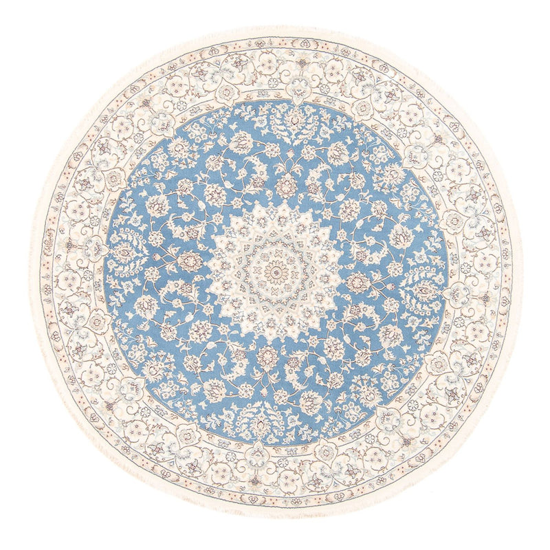 Persisk tæppe - Nain rundt  - 200 x 200 cm - lyseblå