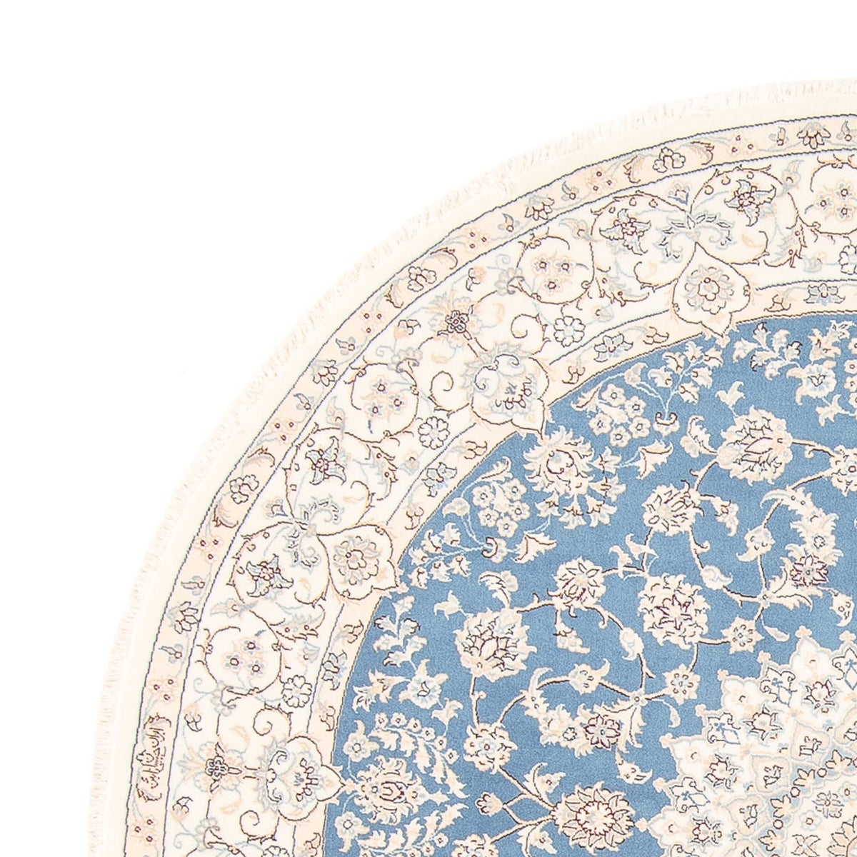 Persisk tæppe - Nain rundt  - 200 x 200 cm - lyseblå