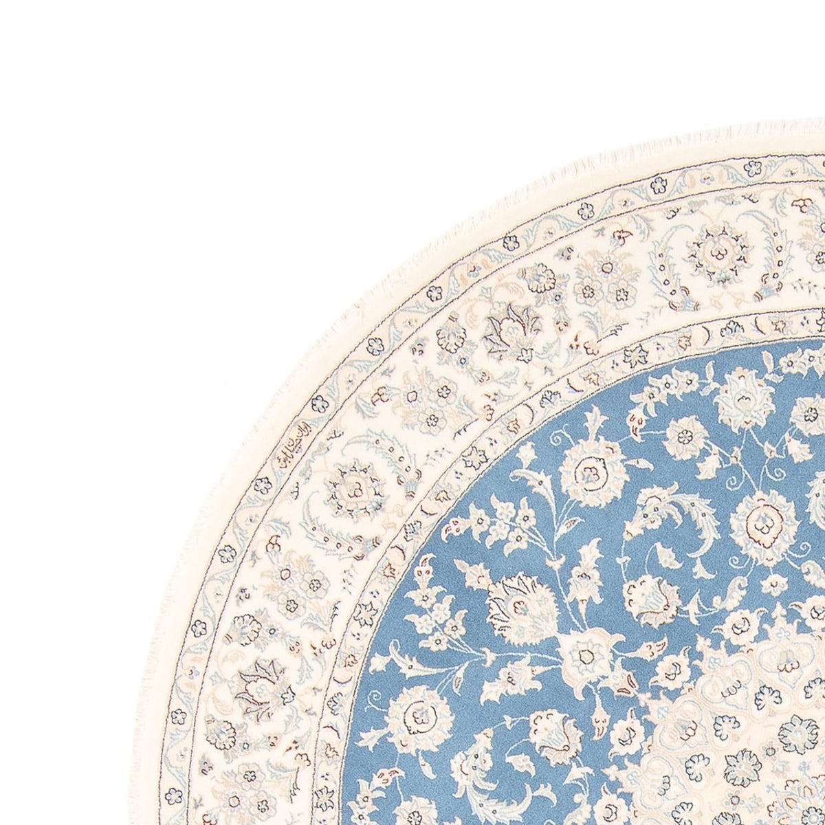 Persisk tæppe - Nain rundt  - 202 x 197 cm - lyseblå