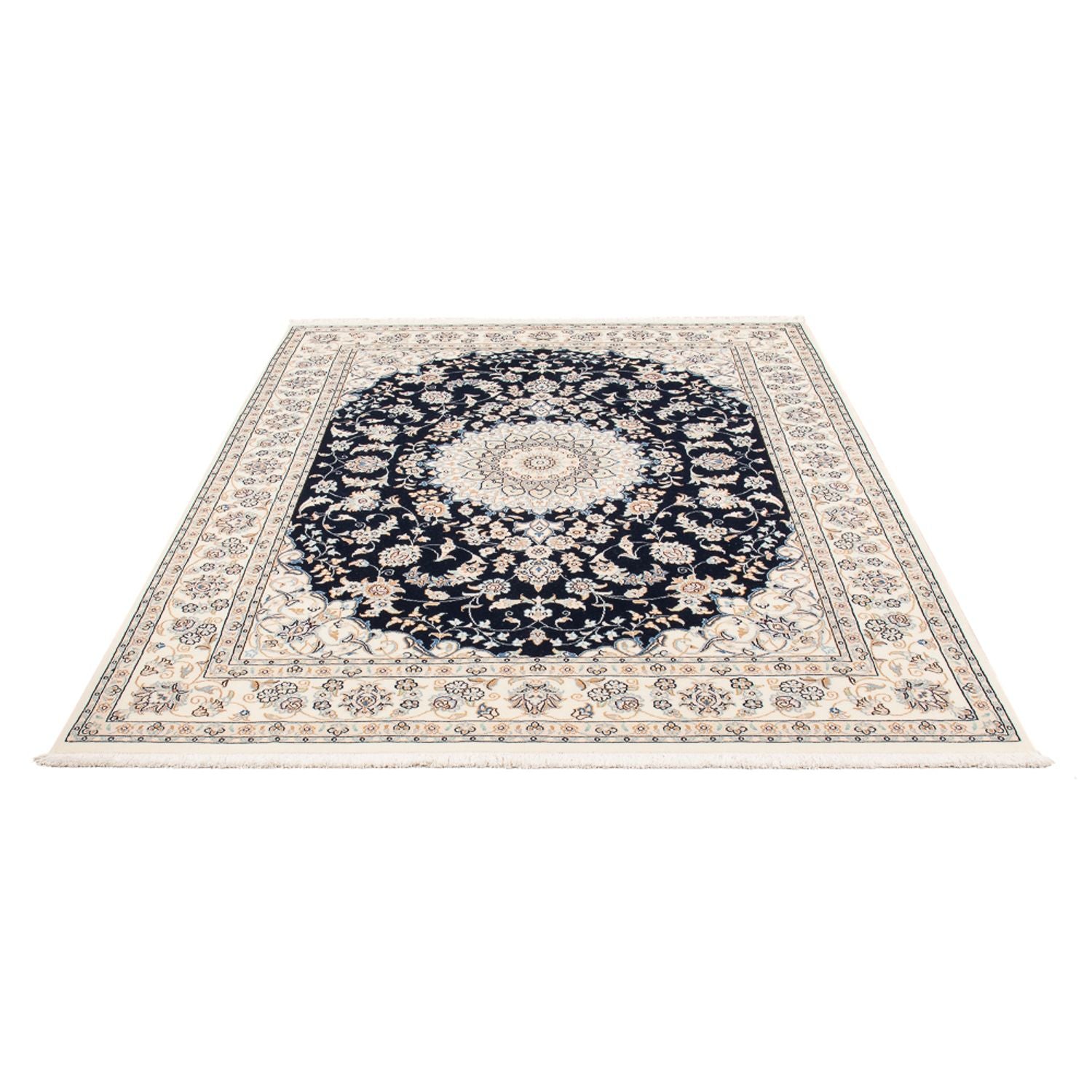 Persisk tæppe - Nain - Premium - 206 x 150 cm - mørkeblå