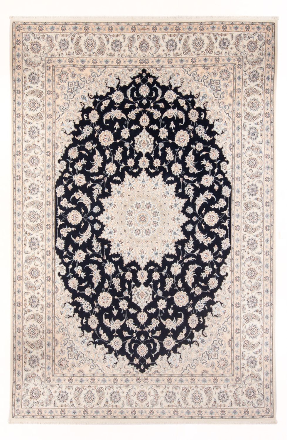 Persisk tæppe - Nain - Premium - 351 x 247 cm - mørkeblå