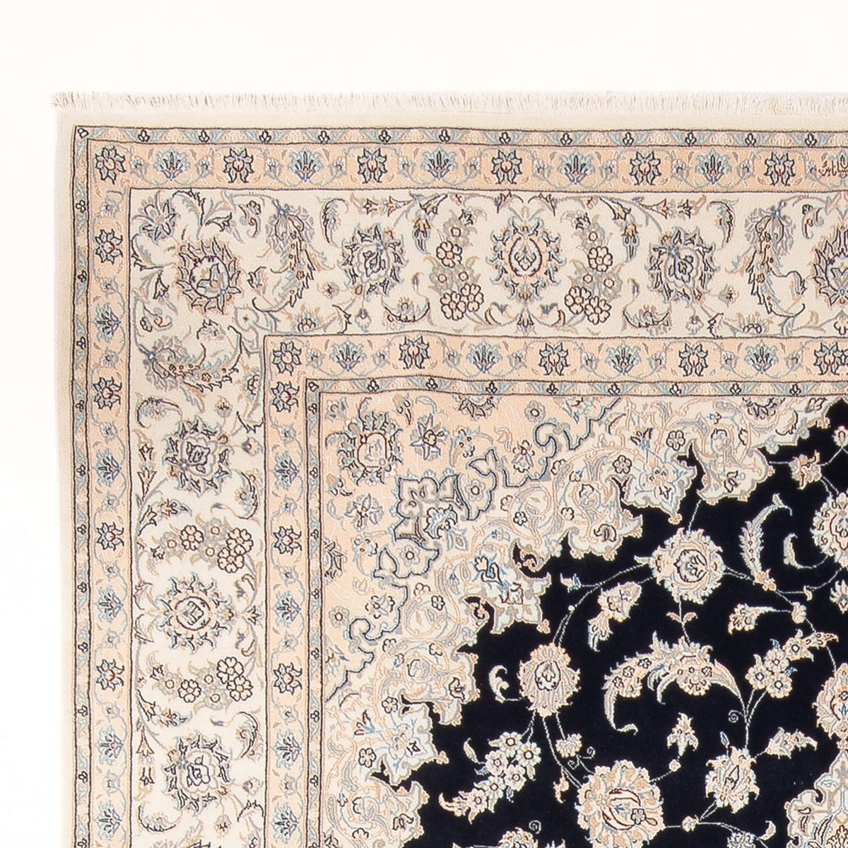 Persisk tæppe - Nain - Premium - 351 x 247 cm - mørkeblå