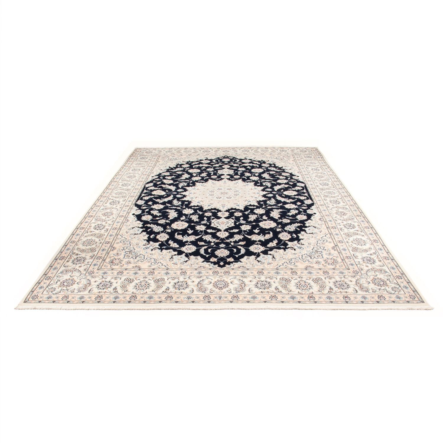Persisk tæppe - Nain - Premium - 351 x 247 cm - mørkeblå