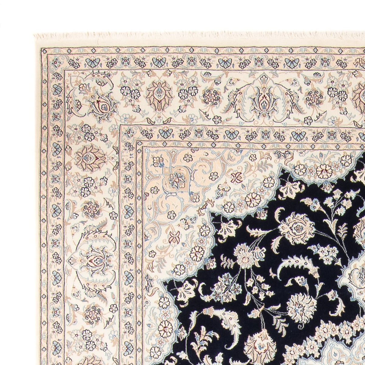 Persisk tæppe - Nain - 266 x 223 cm - mørkeblå