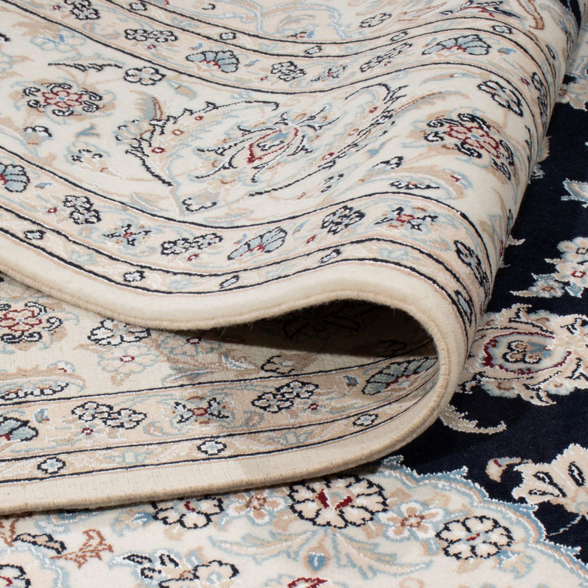 Persisk tæppe - Nain - 266 x 223 cm - mørkeblå