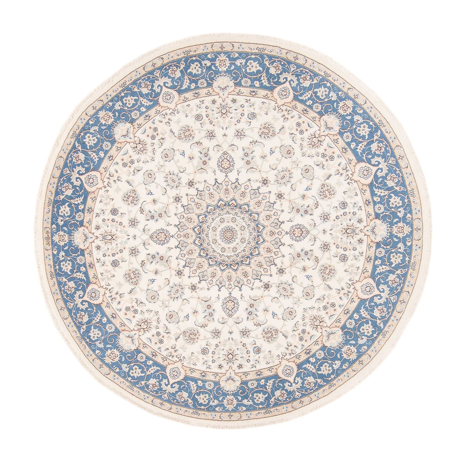 Persisk tæppe - Nain rundt  - 200 x 200 cm - creme