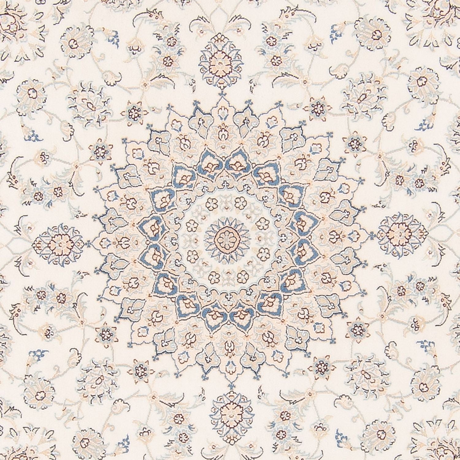 Persisk tæppe - Nain rundt  - 200 x 200 cm - creme