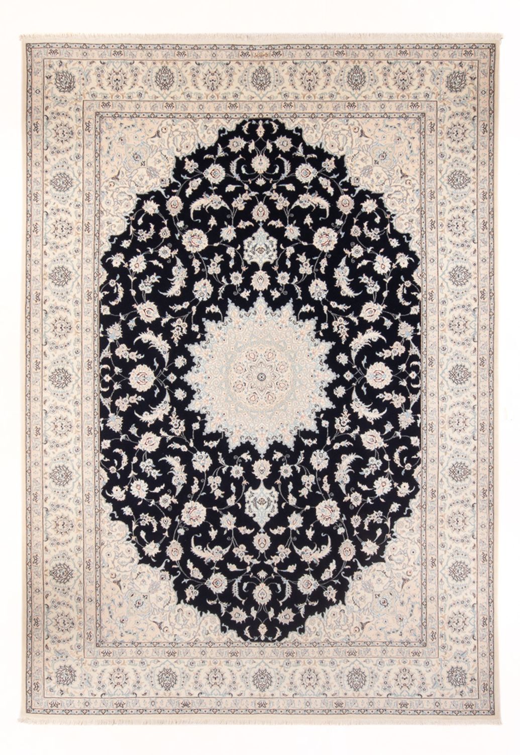 Persisk tæppe - Nain - Premium - 340 x 246 cm - mørkeblå