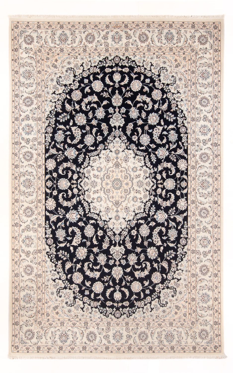 Persisk tæppe - Nain - Premium - 300 x 200 cm - mørkeblå