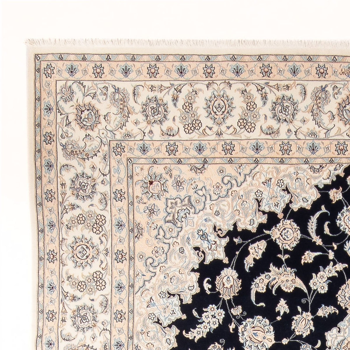 Persisk tæppe - Nain - Premium - 344 x 245 cm - mørkeblå