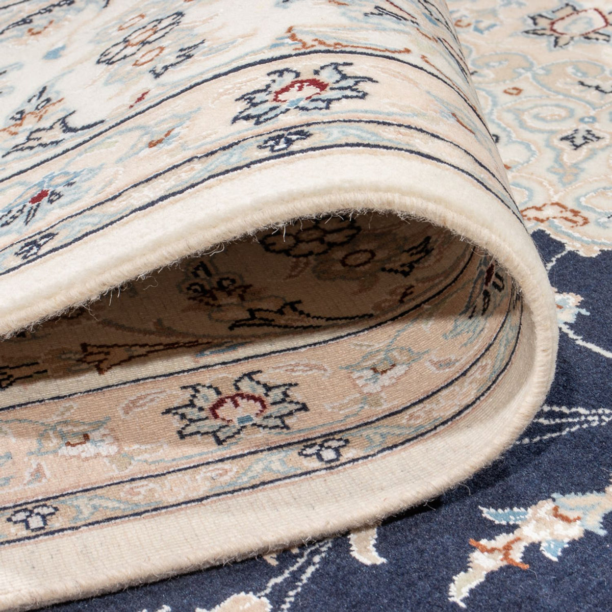 Persisk tæppe - Nain - Premium - 344 x 245 cm - mørkeblå