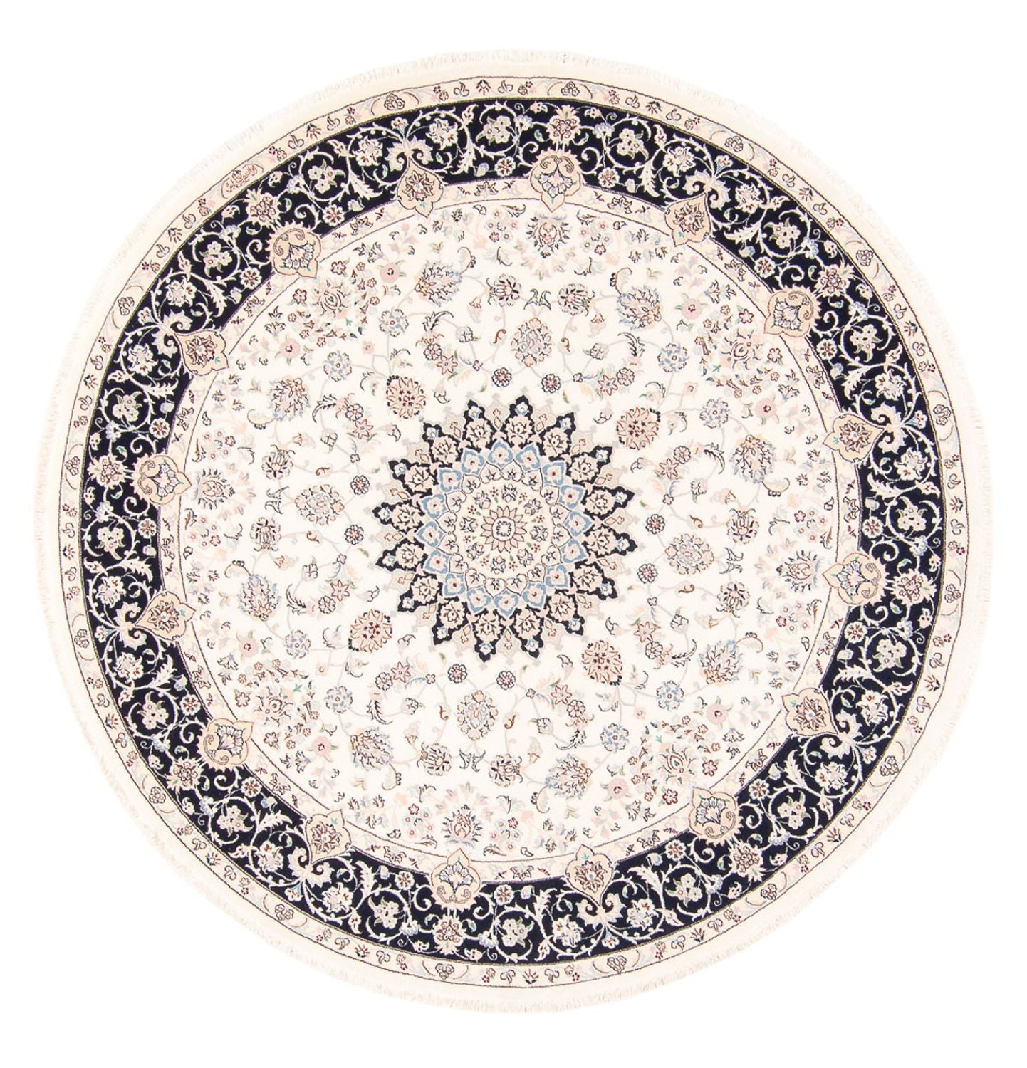 Persisk tæppe - Nain rundt  - 200 x 200 cm - creme
