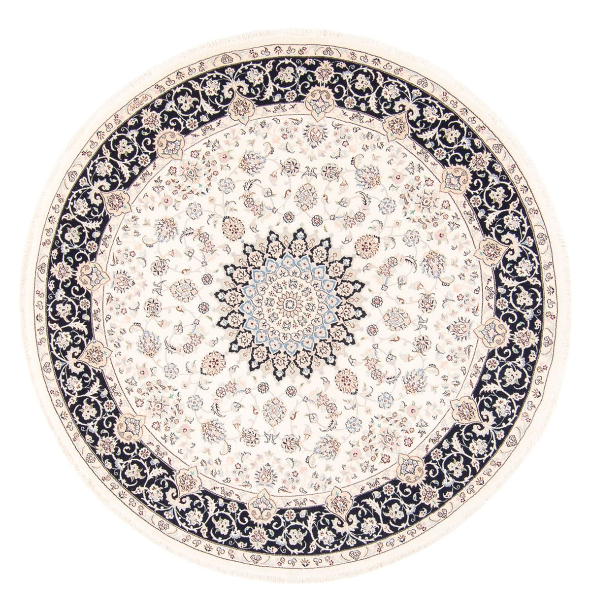 Persisk tæppe - Nain rundt  - 200 x 200 cm - creme