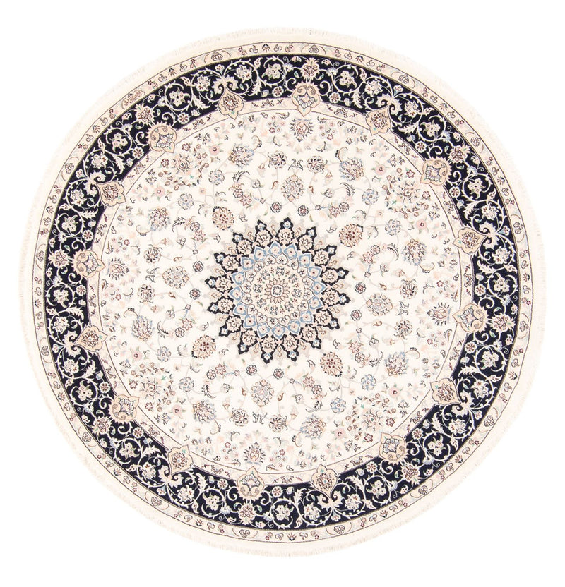 Persisk tæppe - Nain rundt  - 200 x 200 cm - creme