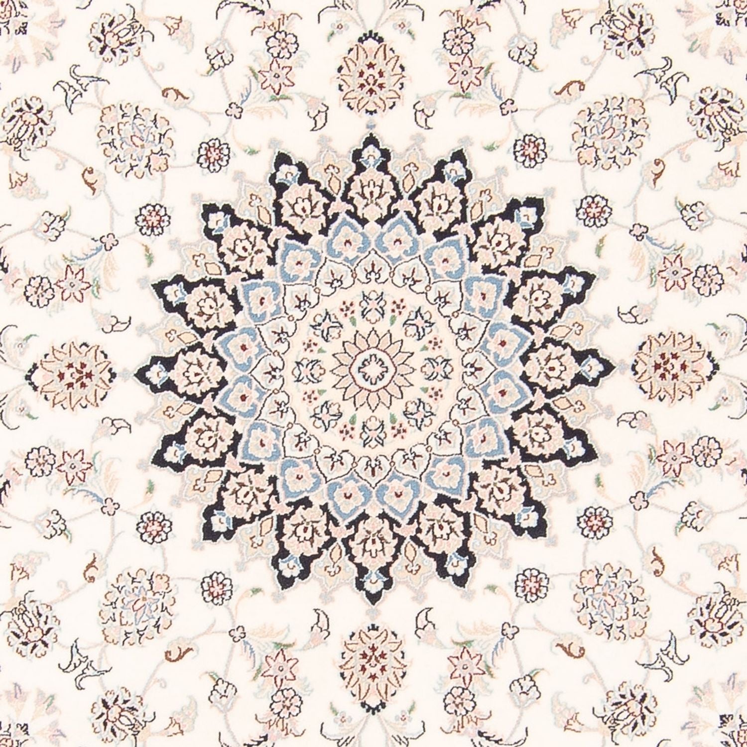 Persisk tæppe - Nain rundt  - 200 x 200 cm - creme