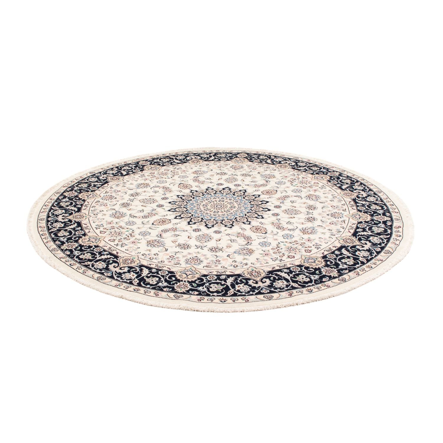 Persisk tæppe - Nain rundt  - 200 x 200 cm - creme