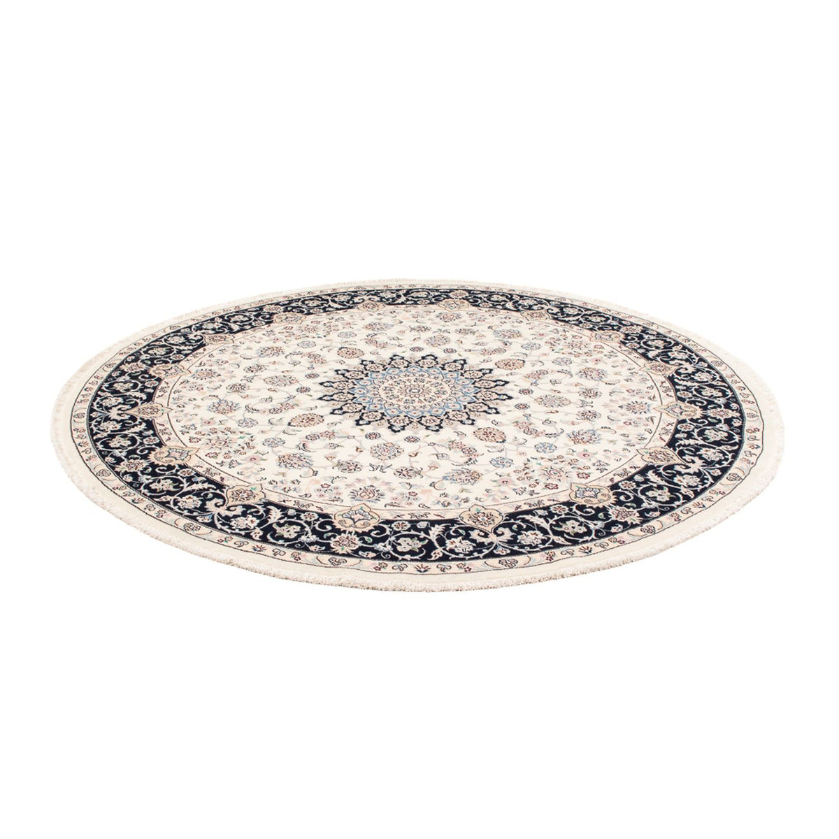 Persisk tæppe - Nain rundt  - 200 x 200 cm - creme