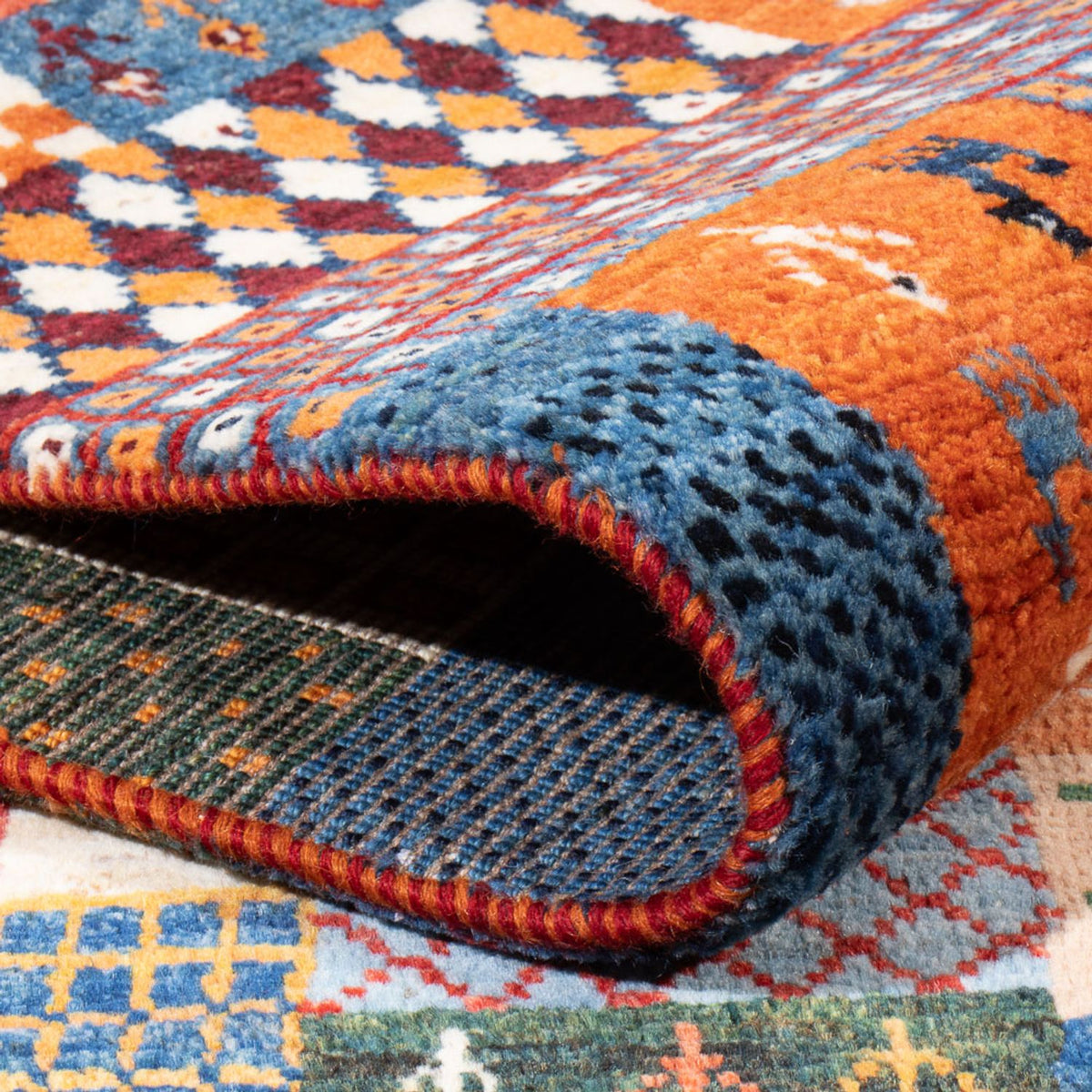 Gabbeh-tæppe - Persisk - 198 x 148 cm - flerfarvet