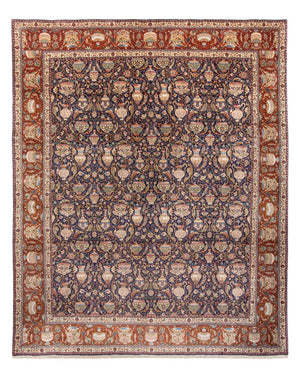 Persisk tæppe - Tabriz - 387 x 300 cm - mørkeblå