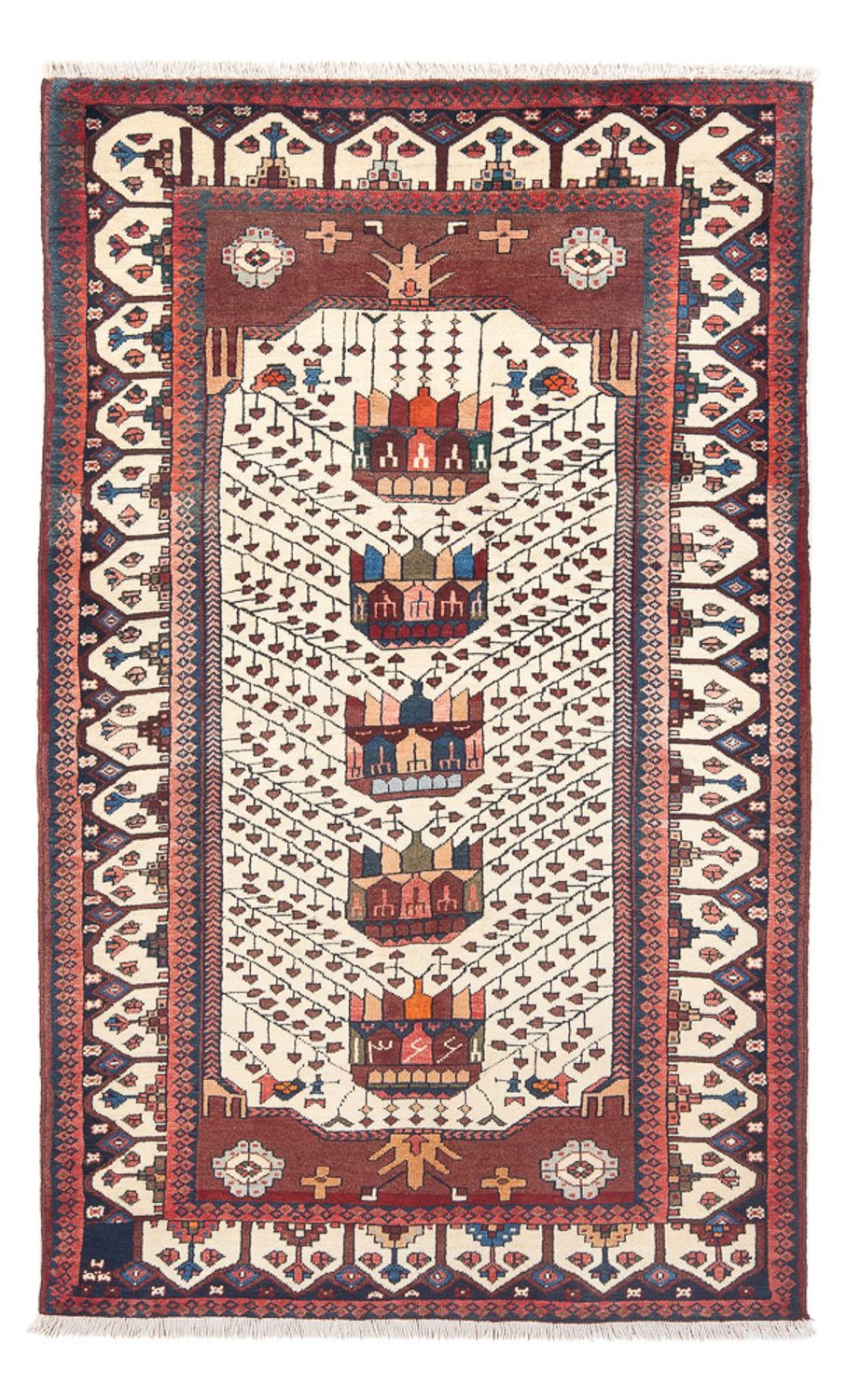 Persisk tæppe - Nomadisk - 206 x 124 cm - creme