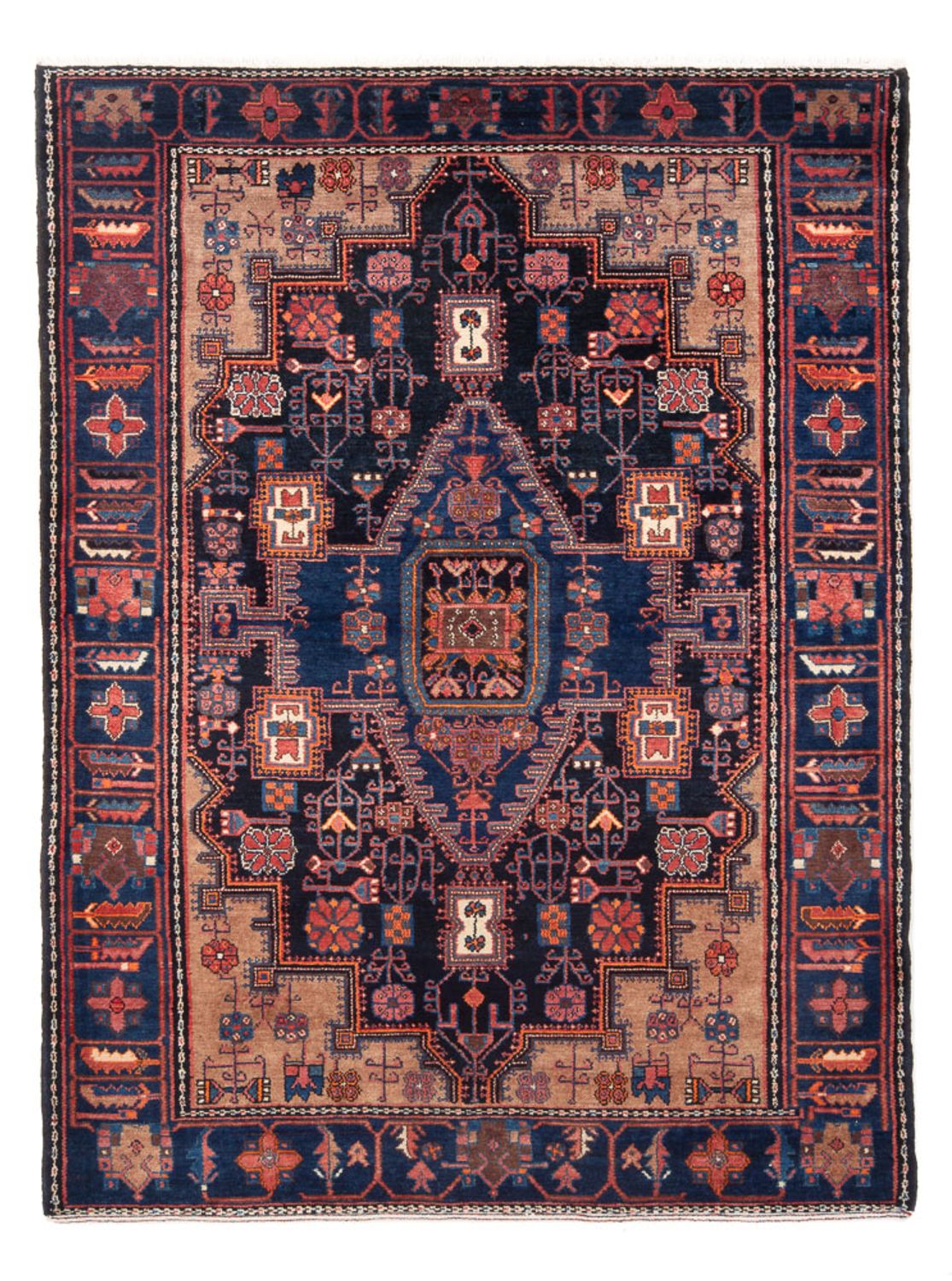 Persisk tæppe - Nomadisk - 212 x 146 cm - mørkeblå