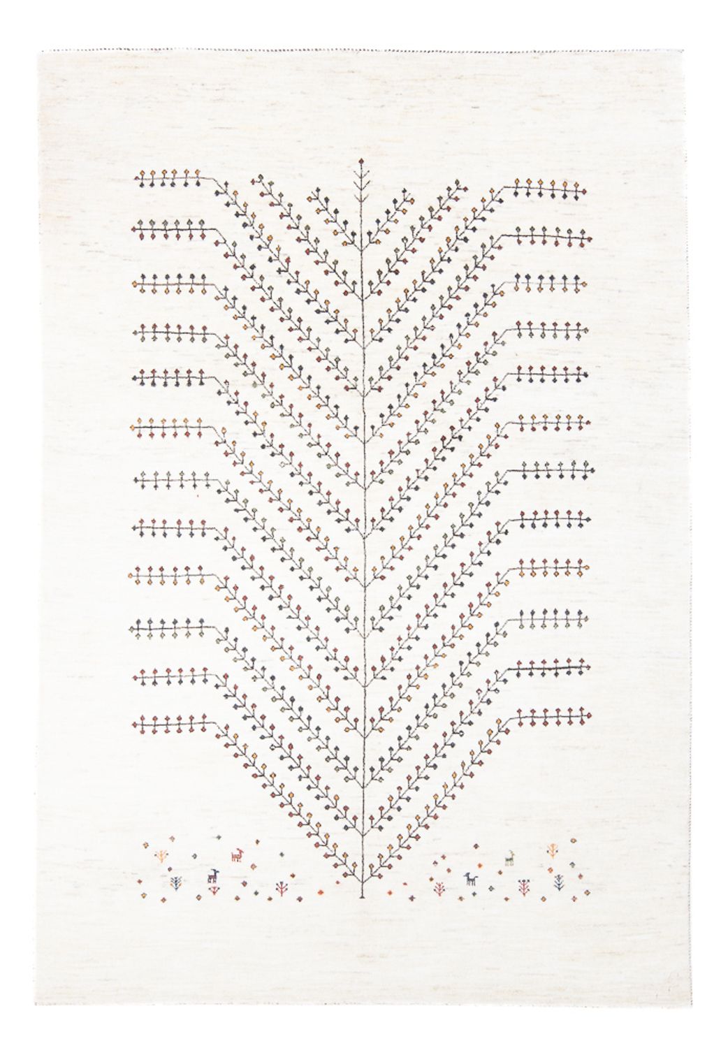 Gabbeh Tæppe - Loribaft Persisk - 233 x 166 cm - hvid