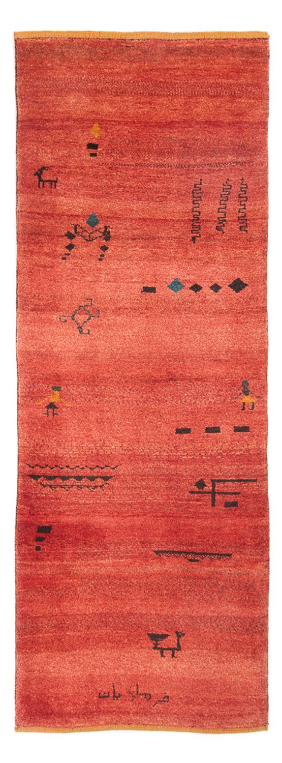 Løber Gabbeh-tæppe - Persisk - 225 x 83 cm - lysrød