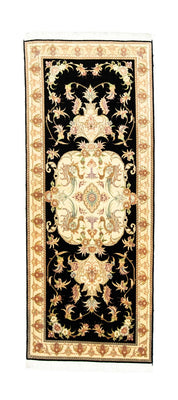 Løber Persisk tæppe - Tabriz - Royal - 191 x 72 cm - sort