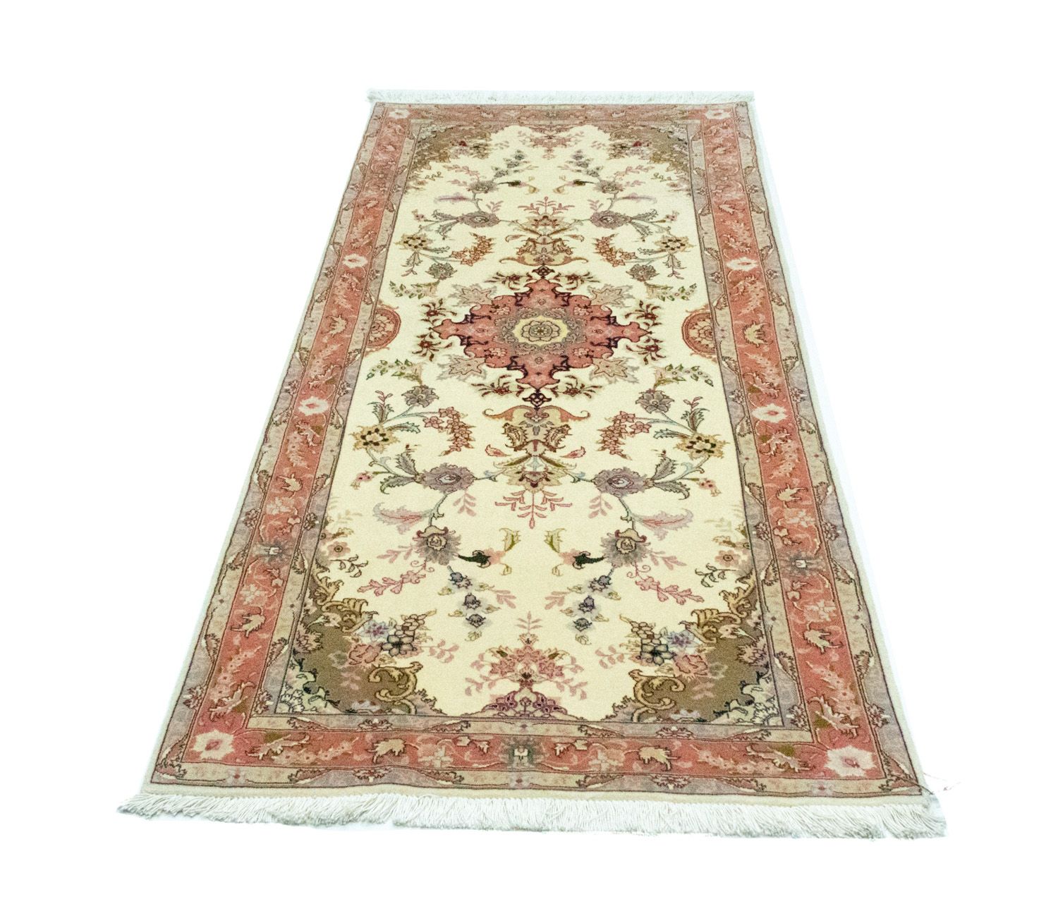 Løber Persisk tæppe - Tabriz - Royal - 199 x 85 cm - beige